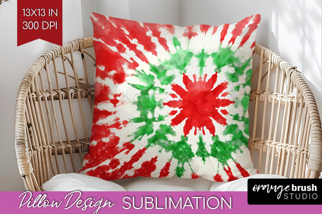 Christmas Tie Dye Pillow Sublimation, Glitter Pillow Cover Sublimation OrangeBrushStudio 