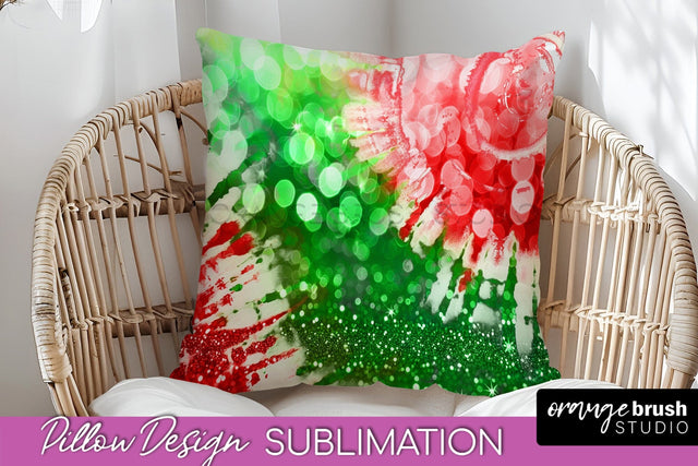 Christmas Tie Dye Pillow Sublimation, Glitter Pillow Cover Sublimation OrangeBrushStudio 