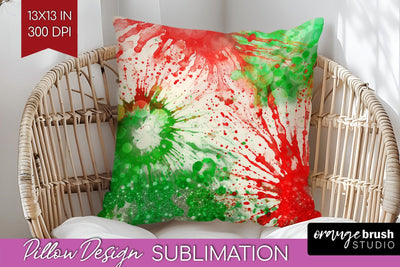 Christmas Tie Dye Pillow Sublimation, Glitter Pillow Cover Sublimation OrangeBrushStudio 