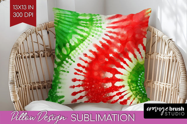 Christmas Tie Dye Pillow Sublimation, Glitter Pillow Cover Sublimation OrangeBrushStudio 