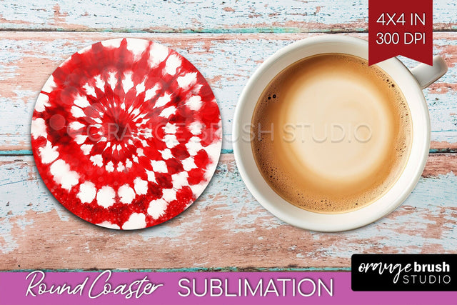 Christmas Tie Dye Round Coaster Sublimation Glitter Coaster Sublimation OrangeBrushStudio 