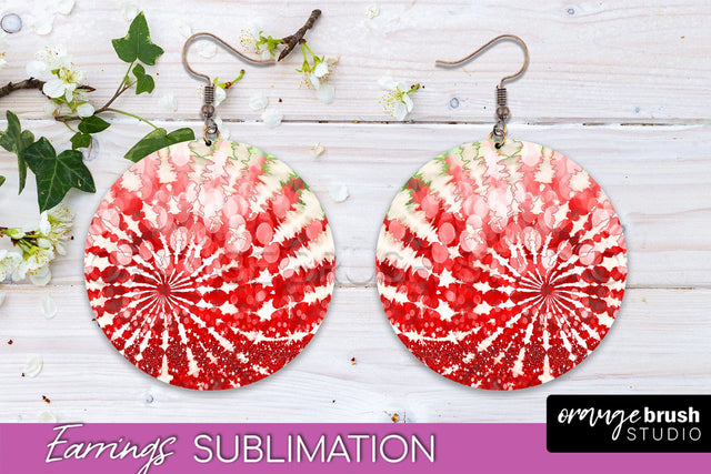 Christmas Tie Dye Round Earrings Sublimation PNG Sublimation OrangeBrushStudio 