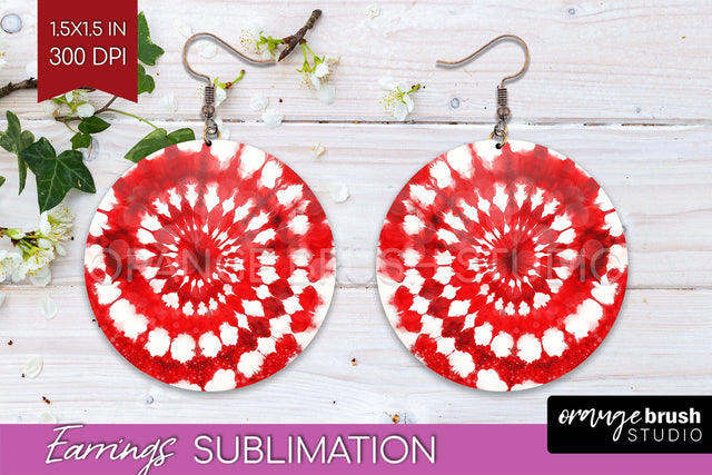 Christmas Tie Dye Round Earrings Sublimation PNG Sublimation OrangeBrushStudio 