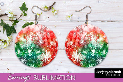 Christmas Tie Dye Round Earrings Sublimation PNG Sublimation OrangeBrushStudio 