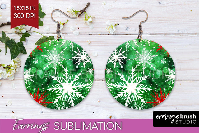 Christmas Tie Dye Round Earrings Sublimation PNG Sublimation OrangeBrushStudio 