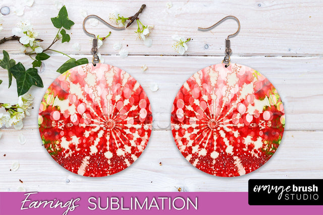 Christmas Tie Dye Round Earrings Sublimation PNG Sublimation OrangeBrushStudio 