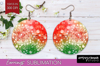 Christmas Tie Dye Round Earrings Sublimation PNG Sublimation OrangeBrushStudio 