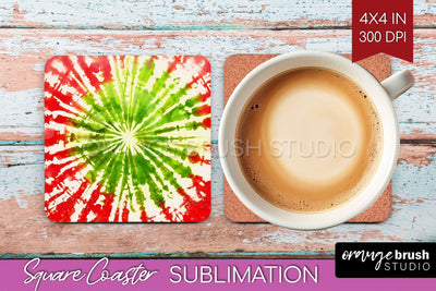 Christmas Tie Dye Square Coaster Sublimation Glitter Coaster Sublimation OrangeBrushStudio 