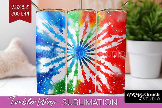 Christmas Tie Dye Tumbler Wrap, Glitter Tumbler Sublimation Sublimation OrangeBrushStudio 