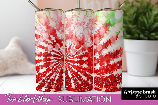 Christmas Tie Dye Tumbler Wrap, Glitter Tumbler Sublimation Sublimation OrangeBrushStudio 