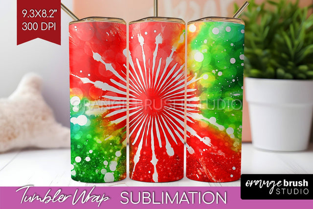Christmas Tie Dye Tumbler Wrap, Glitter Tumbler Sublimation Sublimation OrangeBrushStudio 