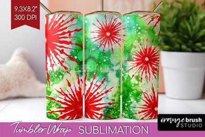 Christmas Tie Dye Tumbler Wrap, Glitter Tumbler Sublimation Sublimation OrangeBrushStudio 