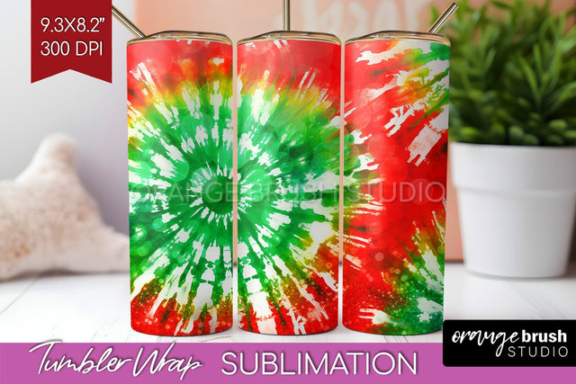 Christmas Tie Dye Tumbler Wrap, Glitter Tumbler Sublimation Sublimation OrangeBrushStudio 
