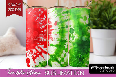 Christmas Tie Dye Tumbler Wrap, Glitter Tumbler Sublimation Sublimation OrangeBrushStudio 