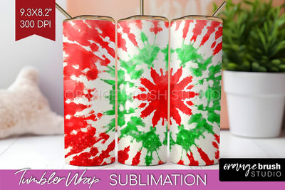 Christmas Tie Dye Tumbler Wrap, Glitter Tumbler Sublimation Sublimation OrangeBrushStudio 