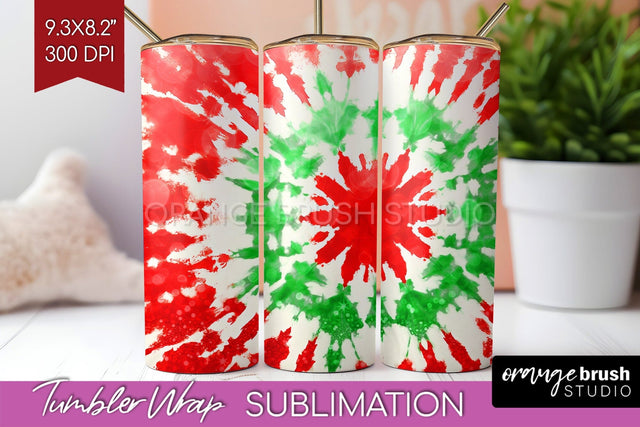 Christmas Tie Dye Tumbler Wrap, Glitter Tumbler Sublimation Sublimation OrangeBrushStudio 
