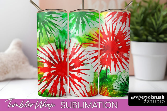 Christmas Tie Dye Tumbler Wrap, Glitter Tumbler Sublimation Sublimation OrangeBrushStudio 