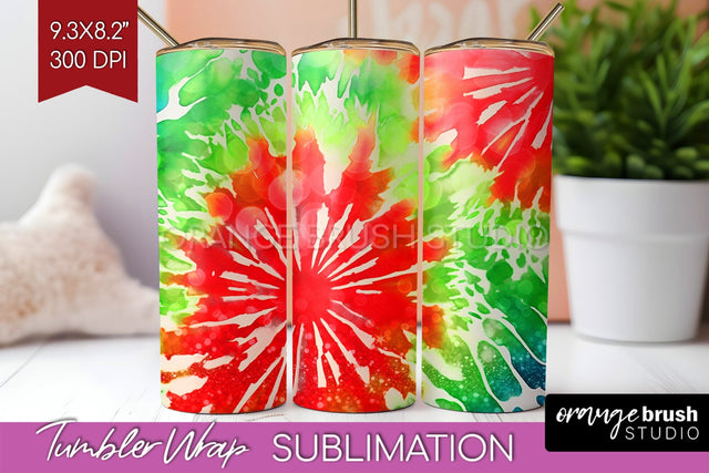Christmas Tie Dye Tumbler Wrap, Glitter Tumbler Sublimation Sublimation OrangeBrushStudio 