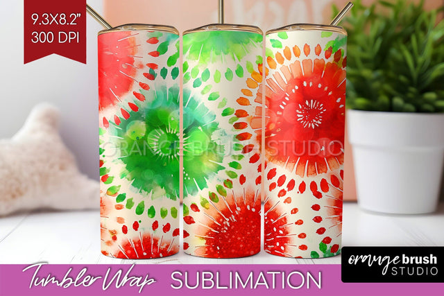Christmas Tie Dye Tumbler Wrap, Glitter Tumbler Sublimation Sublimation OrangeBrushStudio 