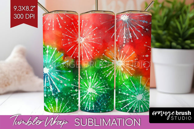 Christmas Tie Dye Tumbler Wrap, Glitter Tumbler Sublimation Sublimation OrangeBrushStudio 