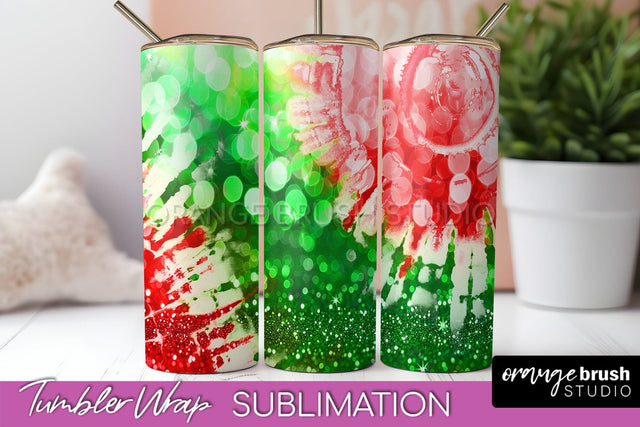 Christmas Tie Dye Tumbler Wrap, Glitter Tumbler Sublimation Sublimation OrangeBrushStudio 