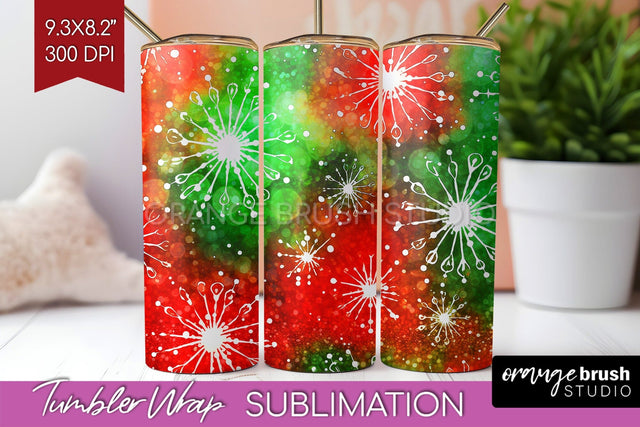 Christmas Tie Dye Tumbler Wrap, Glitter Tumbler Sublimation Sublimation OrangeBrushStudio 