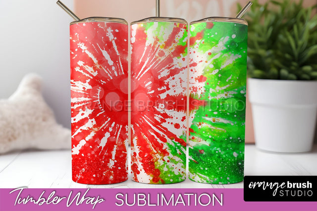 Christmas Tie Dye Tumbler Wrap, Glitter Tumbler Sublimation Sublimation OrangeBrushStudio 
