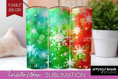 Christmas Tie Dye Tumbler Wrap, Glitter Tumbler Sublimation Sublimation OrangeBrushStudio 