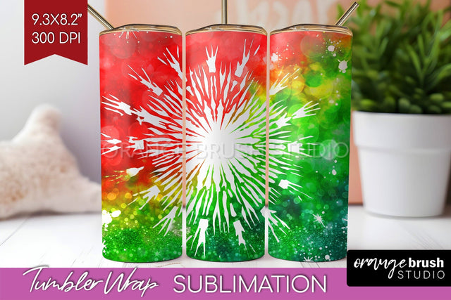 Christmas Tie Dye Tumbler Wrap, Glitter Tumbler Sublimation Sublimation OrangeBrushStudio 