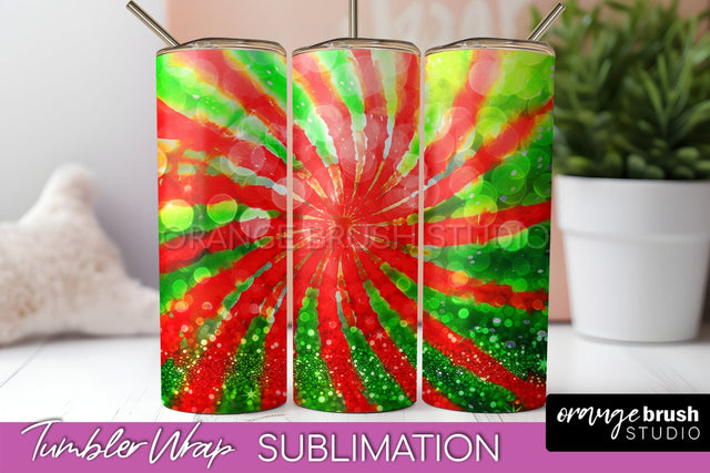 Christmas Tie Dye Tumbler Wrap, Glitter Tumbler Sublimation Sublimation OrangeBrushStudio 