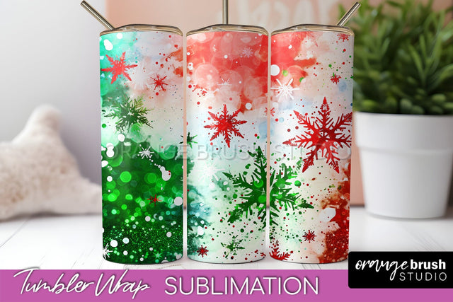 Christmas Tie Dye Tumbler Wrap, Glitter Tumbler Sublimation Sublimation OrangeBrushStudio 