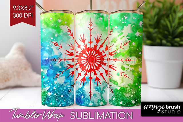 Christmas Tie Dye Tumbler Wrap, Glitter Tumbler Sublimation Sublimation OrangeBrushStudio 