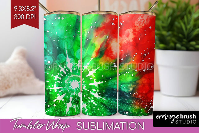Christmas Tie Dye Tumbler Wrap, Glitter Tumbler Sublimation Sublimation OrangeBrushStudio 