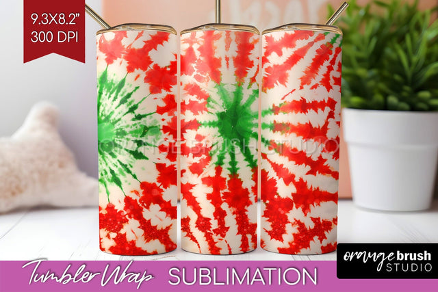 Christmas Tie Dye Tumbler Wrap, Glitter Tumbler Sublimation Sublimation OrangeBrushStudio 