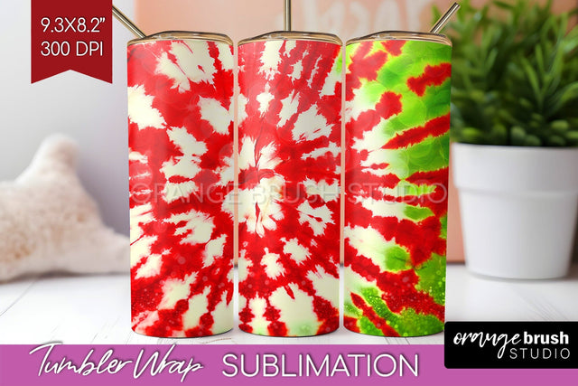Christmas Tie Dye Tumbler Wrap, Glitter Tumbler Sublimation Sublimation OrangeBrushStudio 