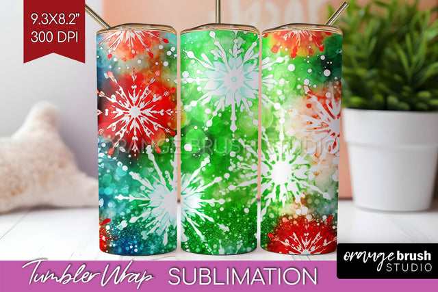 Christmas Tie Dye Tumbler Wrap, Glitter Tumbler Sublimation Sublimation OrangeBrushStudio 