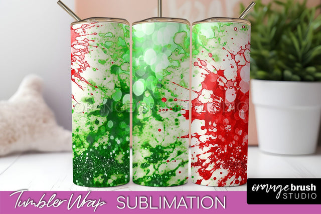 Christmas Tie Dye Tumbler Wrap, Glitter Tumbler Sublimation Sublimation OrangeBrushStudio 