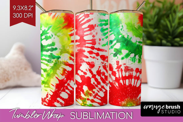 Christmas Tie Dye Tumbler Wrap, Glitter Tumbler Sublimation Sublimation OrangeBrushStudio 