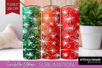 Christmas Tie Dye Tumbler Wrap, Glitter Tumbler Sublimation Sublimation OrangeBrushStudio 