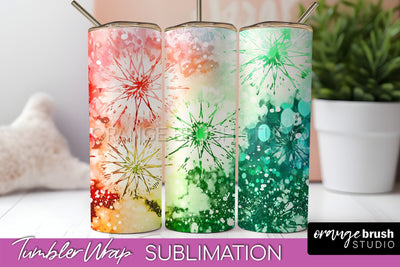Christmas Tie Dye Tumbler Wrap, Glitter Tumbler Sublimation Sublimation OrangeBrushStudio 