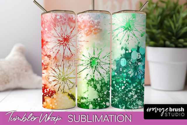 Christmas Tie Dye Tumbler Wrap, Glitter Tumbler Sublimation Sublimation OrangeBrushStudio 