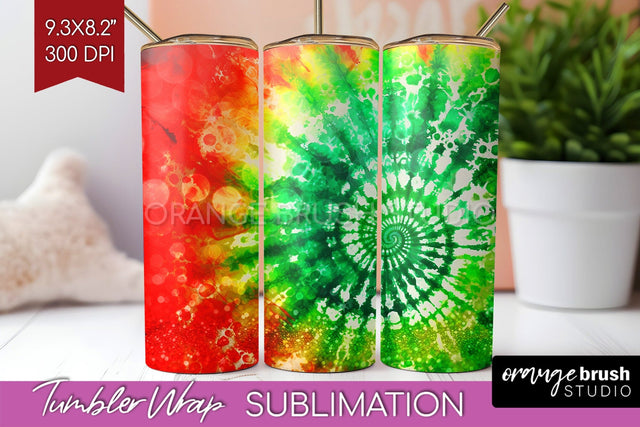 Christmas Tie Dye Tumbler Wrap, Glitter Tumbler Sublimation Sublimation OrangeBrushStudio 