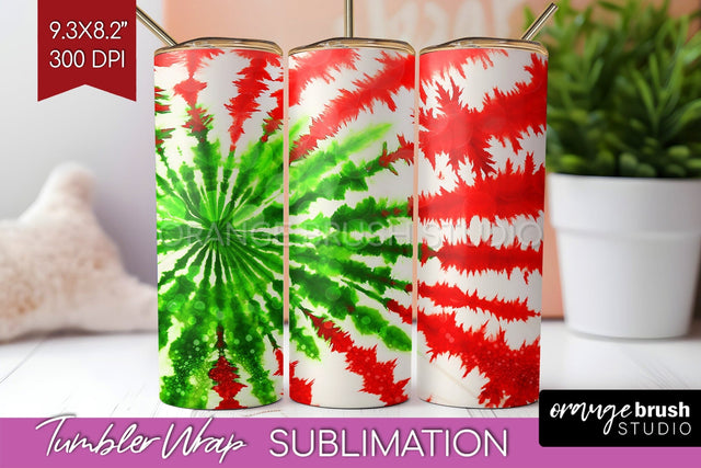 Christmas Tie Dye Tumbler Wrap, Glitter Tumbler Sublimation Sublimation OrangeBrushStudio 