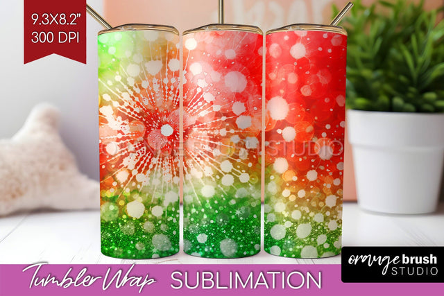 Christmas Tie Dye Tumbler Wrap, Glitter Tumbler Sublimation Sublimation OrangeBrushStudio 