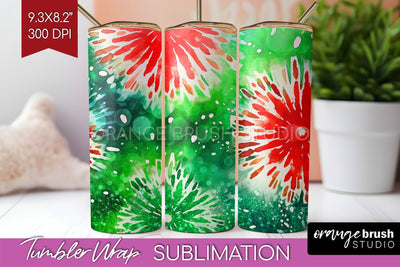 Christmas Tie Dye Tumbler Wrap, Glitter Tumbler Sublimation Sublimation OrangeBrushStudio 