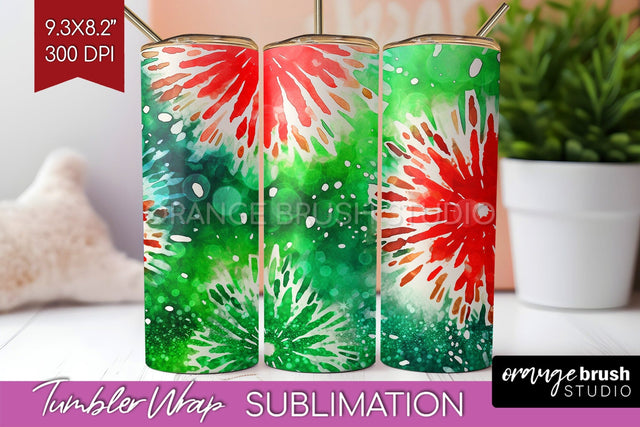 Christmas Tie Dye Tumbler Wrap, Glitter Tumbler Sublimation Sublimation OrangeBrushStudio 