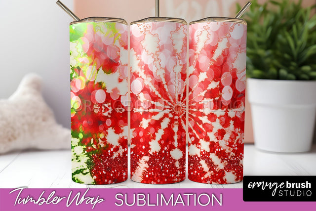 Christmas Tie Dye Tumbler Wrap, Glitter Tumbler Sublimation Sublimation OrangeBrushStudio 