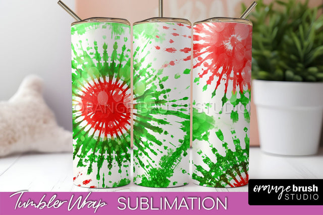 Christmas Tie Dye Tumbler Wrap, Glitter Tumbler Sublimation Sublimation OrangeBrushStudio 