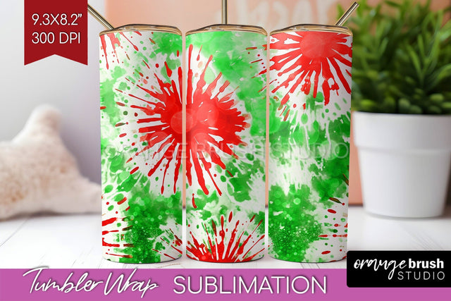 Christmas Tie Dye Tumbler Wrap, Glitter Tumbler Sublimation Sublimation OrangeBrushStudio 