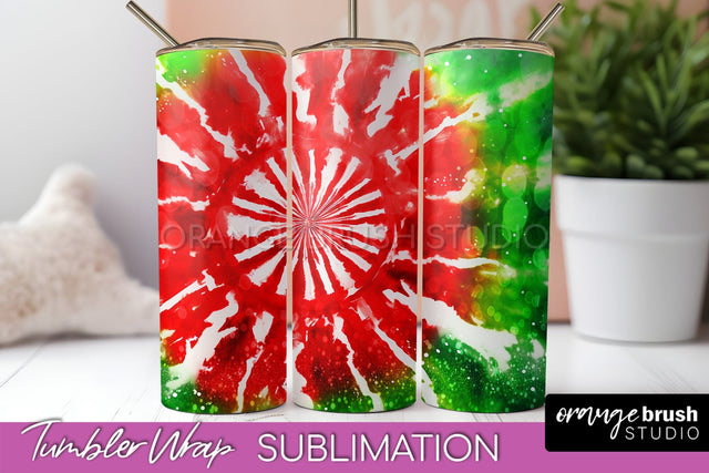 Christmas Tie Dye Tumbler Wrap, Glitter Tumbler Sublimation Sublimation OrangeBrushStudio 